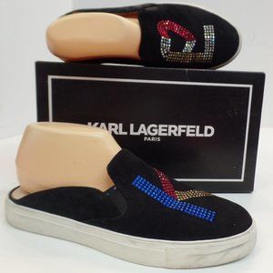 Karl Lagerfield Black & Sparkle Mules  Sz 9.5